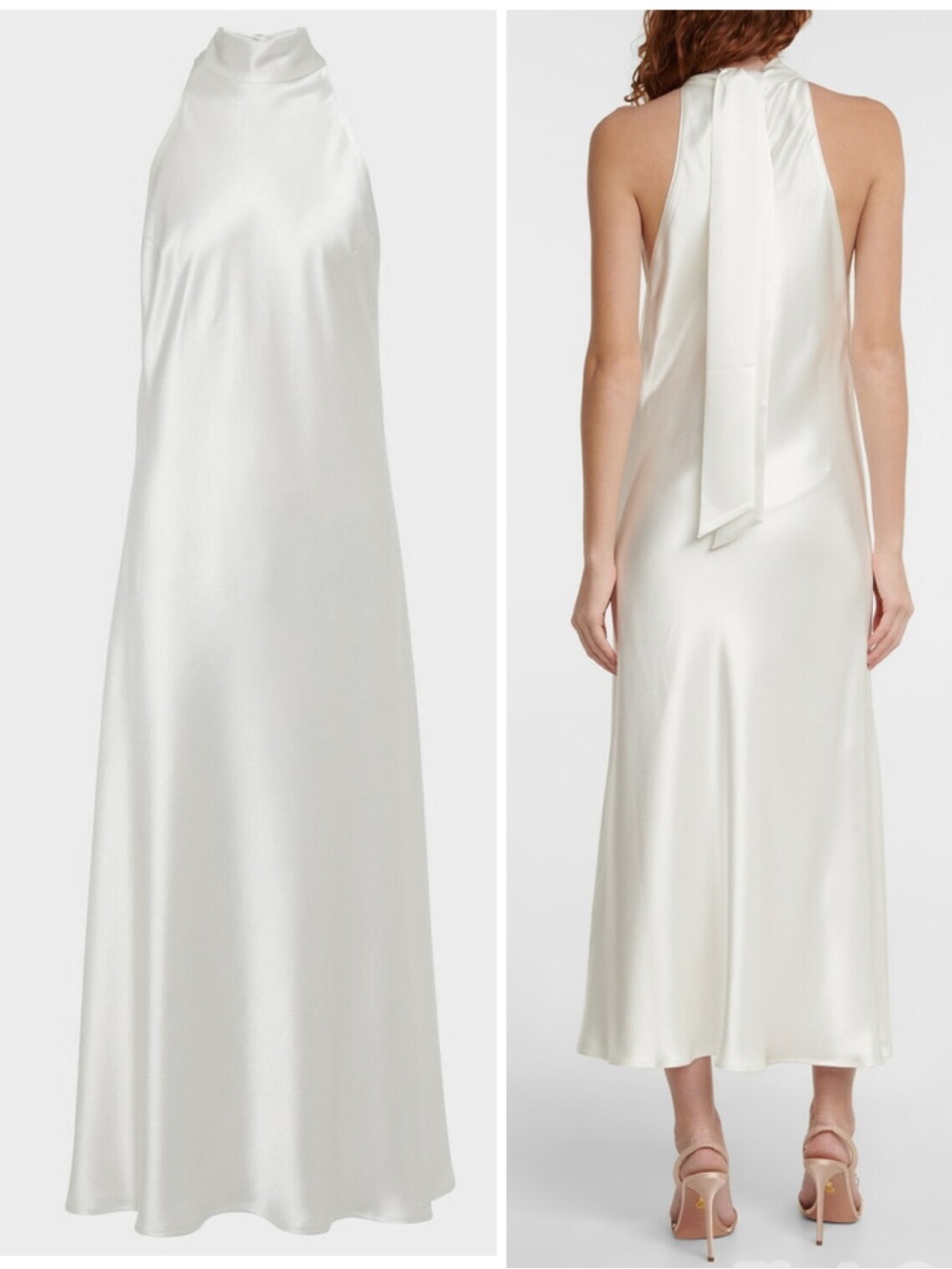 Galvan Bridal Cova satin midi dress in White